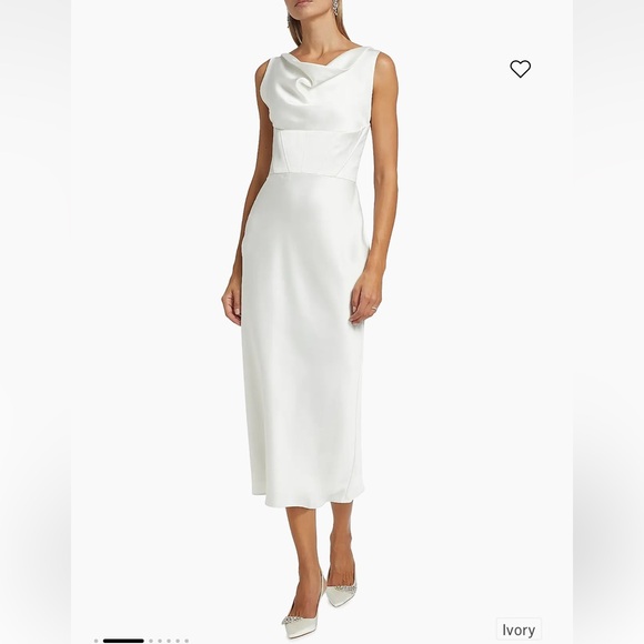 Amsale Dresses & Skirts - Amsale Satin Cowl Neck Midi Dress Ivory